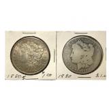 2 1880 Morgan Dollars