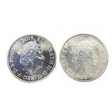 2 Silver UK 5 Pound Coins - Lot 1 of 10