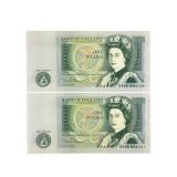 2 Consecutive Serial Number 1 Pound Notes