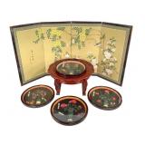 Asian Hand Painted Silk Screen Sm. Table Wall Art