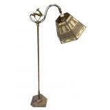 Brass Stag Floor Lamp w Metal Mesh Shade