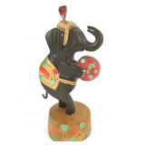 Carved Wood Hand Painted Polychrome Elephant