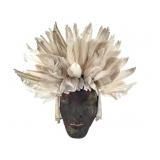 Signed Mixed Media Mask With Natural Embellishment