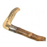 Sterling Silver Capped Cane With Antler Top