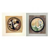 2 Harry Hilson Batik Wax Resist Fabric Abstracts
