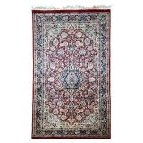 Red Blue Silk Rug 55 1/2"L x 37"W