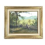 Francis Clark Brown Oil on Board Rail Fence