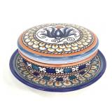 Majolica Ceramic Signed Snyder Plate & Lidded Box