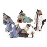Asian Ceramic 4 Shiwan Pottery Mudmen Figurines