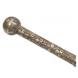 Stippled Metal Ball Topped Walking Stick