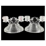 Press Glass Art Deco 2 L.E. Smith Candlesticks