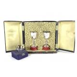 Etched Chalices And Bowl Chinese Silver