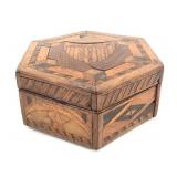 Early American Hexagonal Parquet Box Folk Art