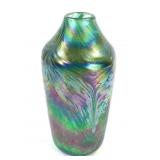 Signed Iridescent Lustre Art Glass Vase
