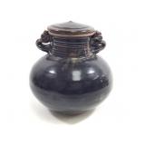 June Onesti Brown Glazed Pottery Lidded Jar