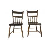 Pair Antique Spindle Back Chairs w Old Paint