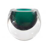 Art Glass Vase Green & Clear