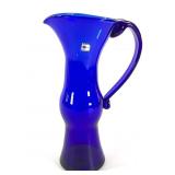 Blenko Signed Cobalt Blue Pitcher 1999 w Label