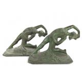 Art Deco Painted Bronze Figural Bookends