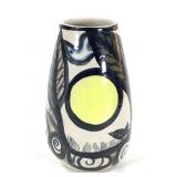 Signed Ceramic Hand Painted Art Vase Rose O