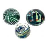 Glass Paperweight Trio