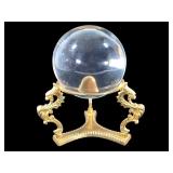 Brass Dragon Stand w Glass / Crystal Ball
