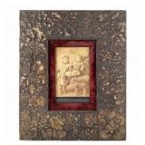 Floral Low Relief Carved Frame w Photo Postcard