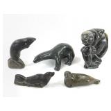 5 Inuit Stone Carvings w Markings
