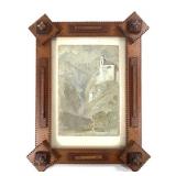 Tramp Art Frame With Watercolor