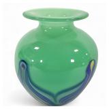Art Glass Signed Hand Blown Vase Murano Style