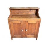 19th C Pine Dry Sink w Upper Shelf