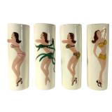 Hand Painted Ceramic Pin Up Glasses