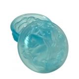 Clear Blue Glass Powder Jar