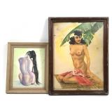 Oil Pastel Nude Art And Hawaiian Figural Art
