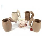 Barrel Mugs With Figural Nude Handles
