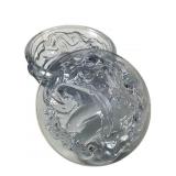 Clear Blue Glass Powder Jar