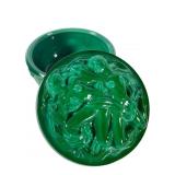 Bohemia Green Slag Glass Powder Jar