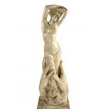 Plaster Statue Of Lady In Hands
