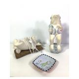 Frog Lamp And Chalkware Figure +