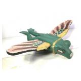 Flying Frog Wood Painted Carving