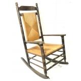Dark Stained Oak Rocker w Rush Seat & Back