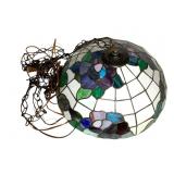 Floral Stained Glass Hanging Light Fixture
