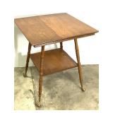 Ball & Claw Turned Spindle Oak Parlor Table