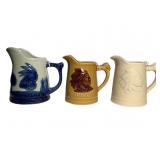 3 Sleepy Eye Pitchers ILL Iowa Blue & White