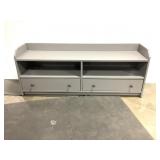 Low Lt Grey IKEA TV Stand w Shelves & 2 Drawers
