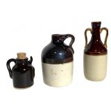 3 Stoneware Small Jugs