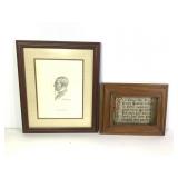 J W Riley Portrait And Metal Plaque