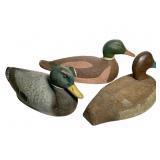 3 Duck Decoys Wood Molded +
