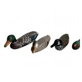 Hand Carved Wooden Ducks + Resin Duck