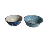 Blue Swirl Graniteware Bowls 2